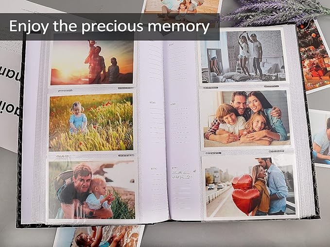 RECUTMS Photo Album 300 Pockets,4x6 Photo Book Paper Core Memo Page PU Leather Cover Picture Album Record Valentine's Day Christmas Holiday Commemorative Gift (Light Pink)