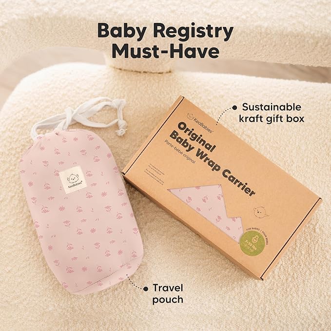 KeaBabies Baby Wrap Carrier - All in 1 Original Baby Carrier Newborn to Toddler Sling, Easy to Wear, Hands Free Bonding, Lightweight, Breathable Infant Wraps (Pink Daisies)
