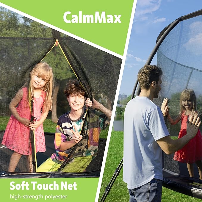 14FT 12FT 10FT 16FT Trampoline with Safety Enclosure, Anti-Rust Coating – ASTM Certified, Heavy-Duty Outdoor Trampoline with Ladder – for Kids & Adults