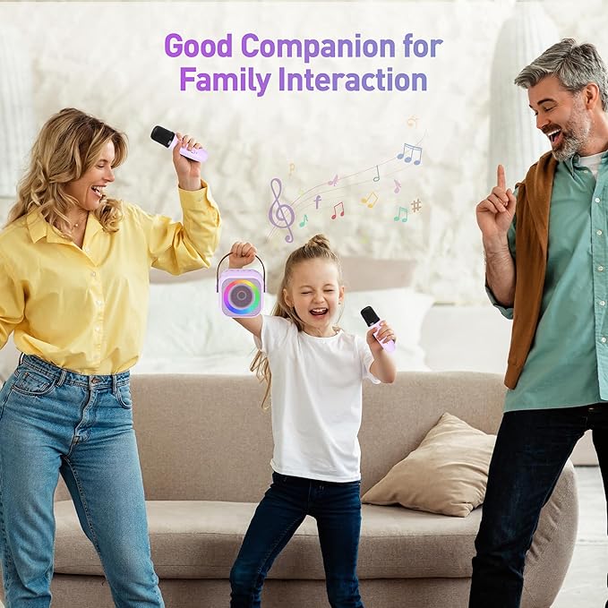 Karaoke Machine for Kids Adults, Karaoke Toys Gifts for Girls Boys, Portable Bluetooth Speaker with Wireless Microphone, Birthday Gifts for Girls Boys Ages 4, 5, 6, 7, 8, 9, 10, 12+ Years Old