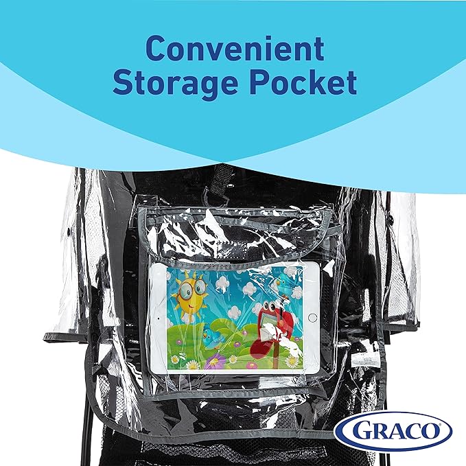 Graco Universal Baby Stroller Plastic Rain Cover & Weather Shield, Lightweight Waterproof Weathershield, Clear Vinyl Infant Car Seat Carriage Umbrella, Winter Snow Wind Protection Travel Accessories