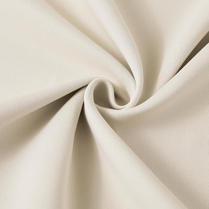 KEQIAOSUOCAI Cream Beige Curtains 72 inch Wide x 108 inch Long 2 Panels - Thermal Room Divider Curtains for Bedroom/Living Room/Patio, Wide Width Pinch Pleated Ceiling Track Curtain Panel with Hooks