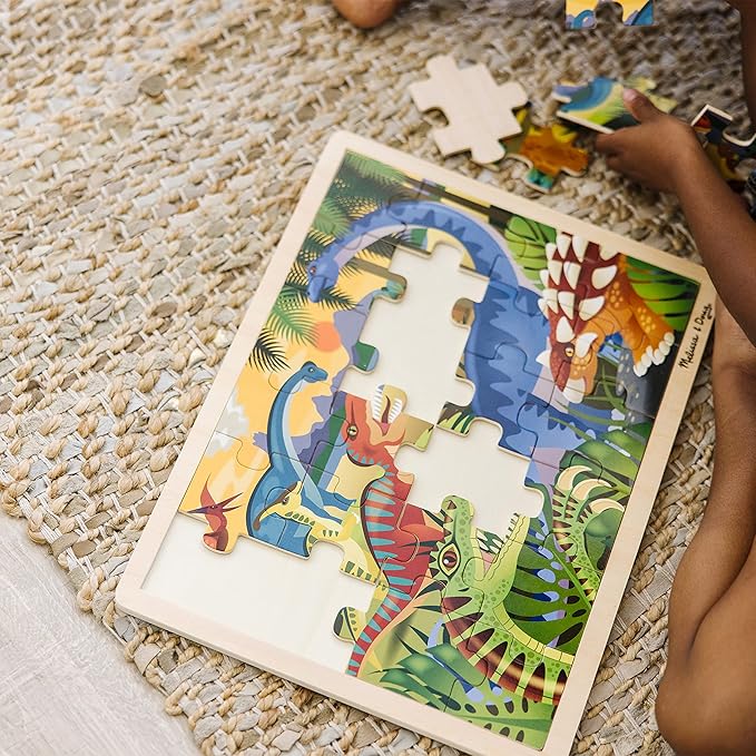 Melissa & Doug Dinosaurs Wooden Jigsaw Puzzle with Storage Tray (24 pcs)