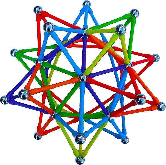 Mega Magz, 130-Piece Magnetic Construction Set - 66 bars and 64 balls