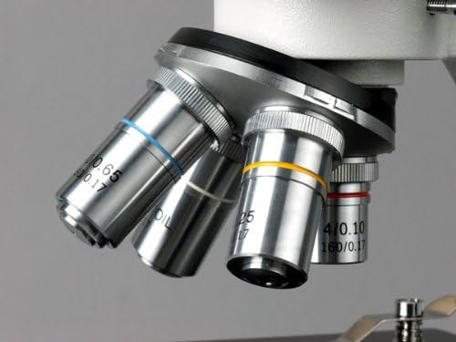 AmScope B100-3M Digital Compound Binocular Microscope, 40X-1000X Magnification, Brightfield, Tungsten Illumination, Abbe Condenser, Plain Stage, Includes 3MP Camera with Reduction Lens and Software