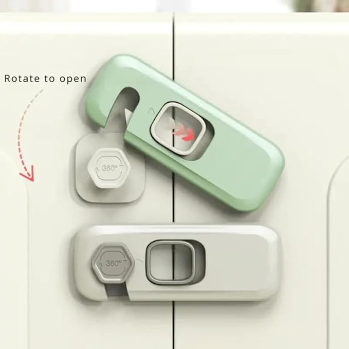 2x Child Kid Lock Fridge, Freezer, Cabinet Catch Baby Safety Lock Door Safe (Blue)
