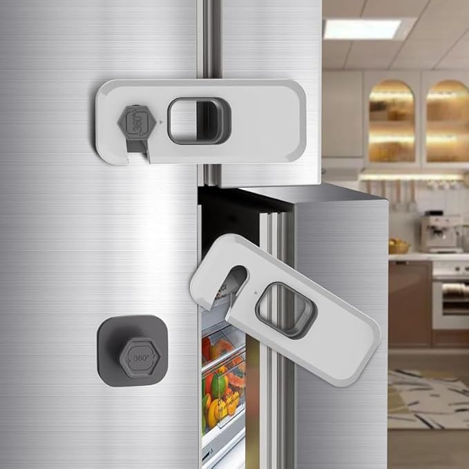 2x Child Kid Lock Fridge, Freezer, Cabinet Catch Baby Safety Lock Door Safe (Blue)