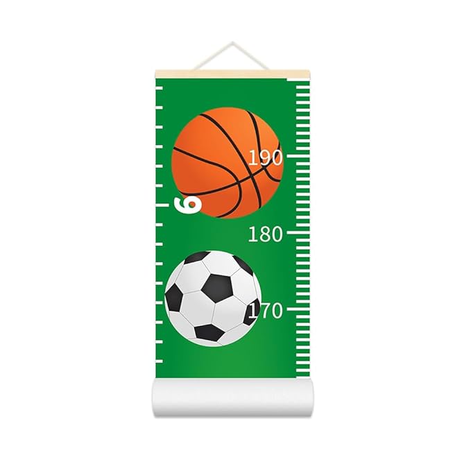 Baby Growth Chart for Wall - Height Chart for Kids Nursery Decor Wall Hanging Measurement Ruler Toddler Room Decor Play Room Essentials Birthday Christmas Gifts for Boys Girls 79"X7.9" (Sports Balls)