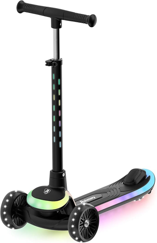 3-Wheel Light-Up Kids Scooter, 20 Different Light Patterns,Three Adjustable Heights,Lean to Steer, Balance Scooter for Ages 3-8