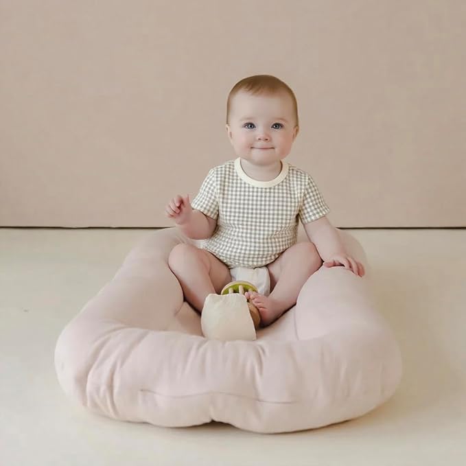 Baby Lounger - Snuggle Cozy Me Infant Lounger for Newborns | Breathable & Soft, Portable Awake-Time Pad, Essential Baby Gift- Petal (Lounger Cover Included)