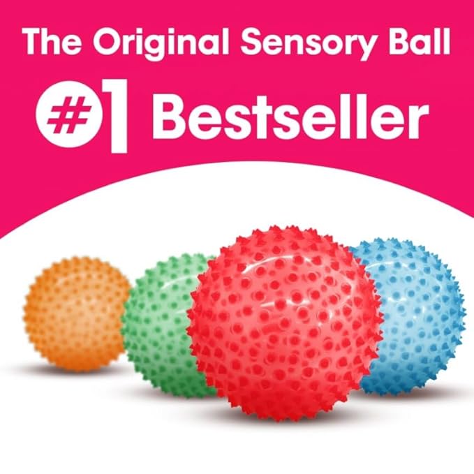 Edushape Original Sensory Ball - 7" Transparent Red Baby Ball for Gross Motor Skills Development (6 Months & Up)