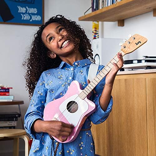 Loog Mini Acoustic kids Guitar for Beginners 3-strings Ages 3+ Learning app and lessons included Black