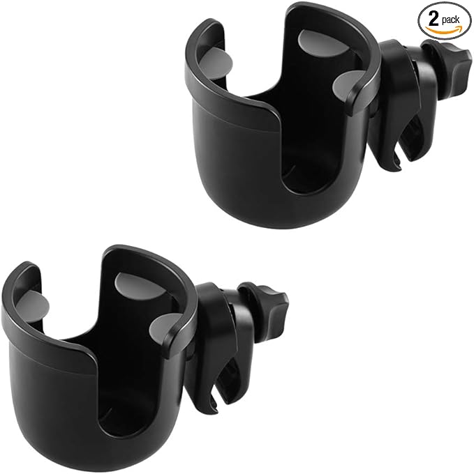 Accmor Stroller Cup Holder, Universal Cup Holder, Bike Cup Holder, 360° Rotatable Large Caliber Drinks Holder for Stroller, Bike, Wheelchair, Walker, Black, 2 Pack