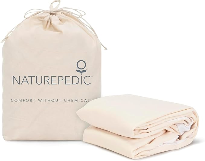 Naturepedic Organic Waterproof Mattress Protector Pad - Washable & Reusable Fitted Stretch Knit Mattress Cover - Highly Absorbent Bed Incontinence Pads - Breathable Cotton Protector for Full, 9"-16"