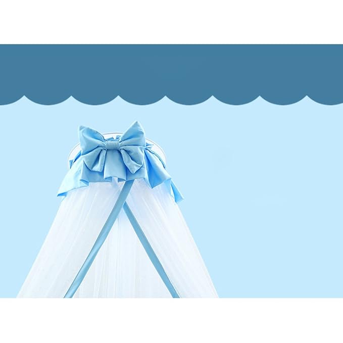CdyBox Breathable Crib Netting Bed Curtains Canopy for Kids Mosquito Net Bedroom Decor (Blue, Mosquito net)