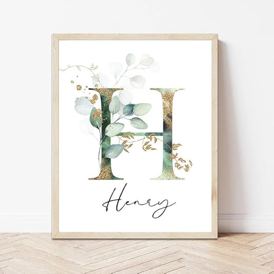 IZI POD Personalized Wooden Name Sign, Floral Monogram Nursery, Eucalyptus tree, Nursery Name Sign Boho Floral Pattern, Baby Name Sign, Wooden name signs for nursery, Wildflower Decor gift/16