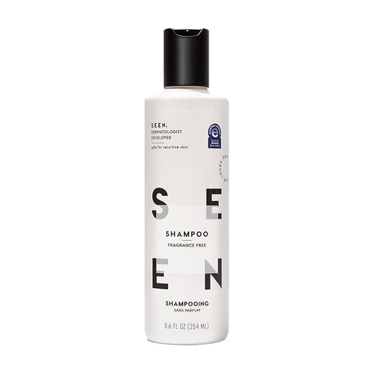 SEEN Shampoo, Fragrance Free - Non-Comedogenic & Sulfate-Free Hair Shampoo- Dermatologist-Developed - Safe for Sensitive, Eczema & Acne Prone Skin