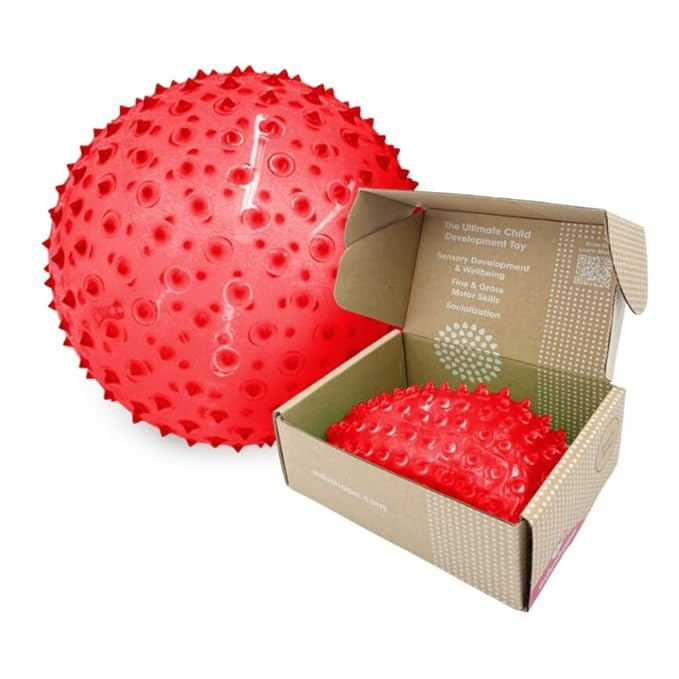 Edushape Original Sensory Ball - 7" Transparent Red Baby Ball for Gross Motor Skills Development (6 Months & Up)