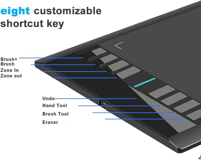 UGEE Drawing Tablet Graphics Tablets, M708 V2 Upgrade PC&Android Device,10x6 Inch Ultra Thin Large Digital Graphic for PC, Pad with 8 Hot Keys 8192 Level Battery-Free Stylus for Creation Sketch