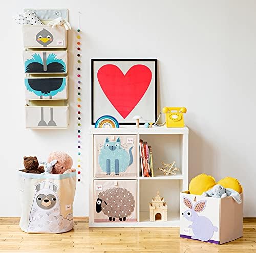 3 Sprouts Toy Storage Organizer: Toy Box Cube Organizer for Playroom, Nursery - Foldable Storage Bin - Cat