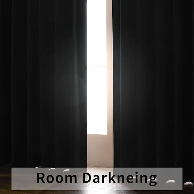 Joydeco 90 Inch Blackout Curtains for Bedroom, Thermal Insulated Black Out Curtains 2 Panels Set, Room Darkening Drapes for Living Room Window Rod Pocket Back Tab (W52 x L90 Inch, Dark Grey)