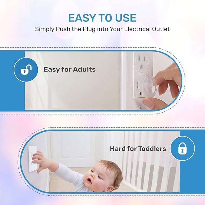 24 Pack Outlet Covers & Removal Tool Baby Proofing, Provide Shock Prevention and Easy Installation, Safe and Secure Plastic Plug Covers for Power Sockets (24 Outlet Covers)