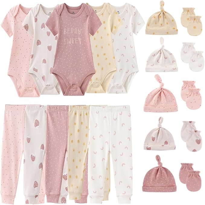 Kiddiezoom Unisex Baby Layette Essentials Giftset Clothing Set 19-Piece For Newborn Baby
