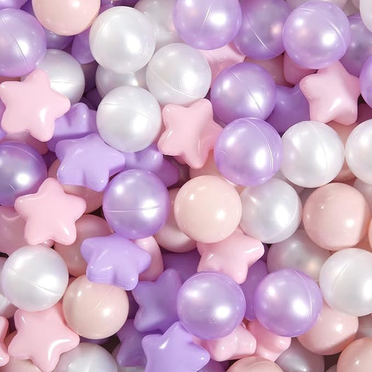 GOGOSO Pink and Purple Star Pit Balls for GirlsToddlers for Playhouse, Baby Pool, Play Ball Fun Centers, for Babies, Kids, Toddlers 1-3, Phthalate Free BPA Free
