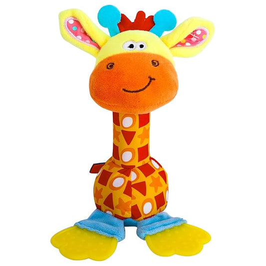 HUADADA Baby Soft Rattles Shaker, Infant Developmental Hand Grip Toys, Sensory Learning Toys with Teether, Sounds for Baby, 3-6-9-12 Months Old
