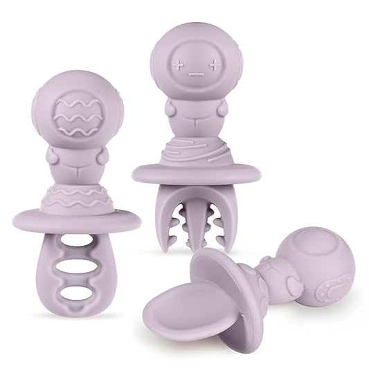 Haakaa Astronaut Beginner Silicone Cutlery Set – Toddler Spoons Self Feeding 6+Months, Baby Led Weaning Supplies, Easy Grip Toddler Utensils, Baby Feeding Essentials