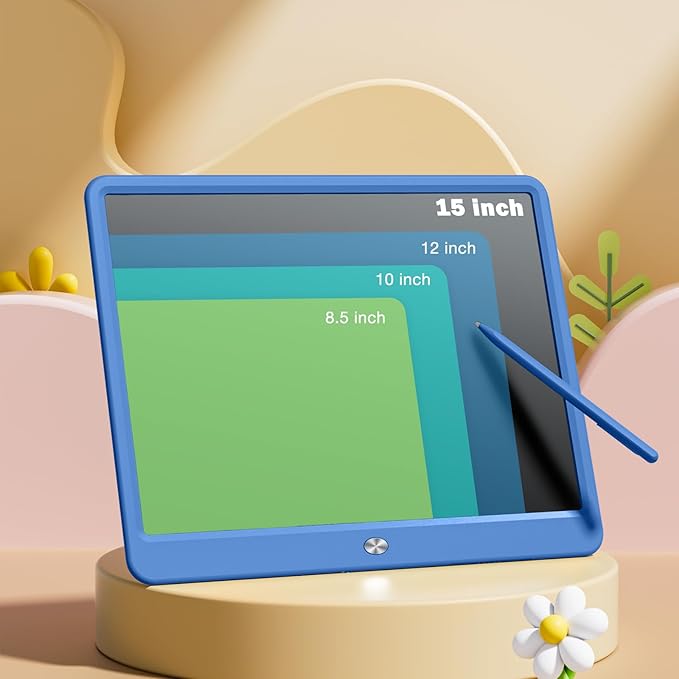 LCD Writing Tablet for Kids, Large Screen 15-Inch Drawing Writing Tablet Doodle Board, Toddler Educational Toys Girls Boys 3-12+ Year Old Birthday Gift Office Road Trip Essentials, Navy
