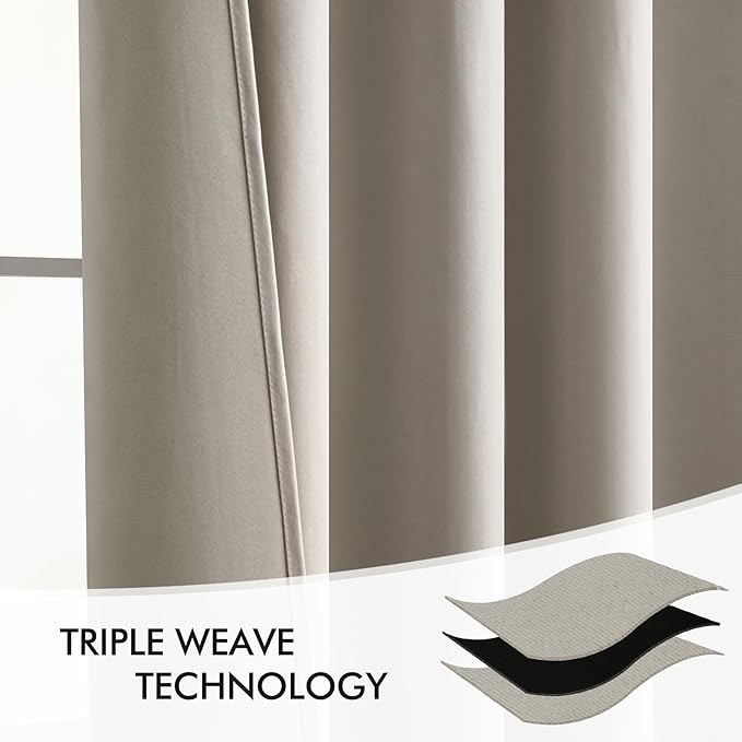 MIULEE Stone Back Tab Blackout Curtains 120 Inch Long 2 Panels Set for Bedroom, Rod Pocket/Pinch Pleated Extra Long Thermal Insulated Living Room Darkening Light Blocking 10FT Drapes
