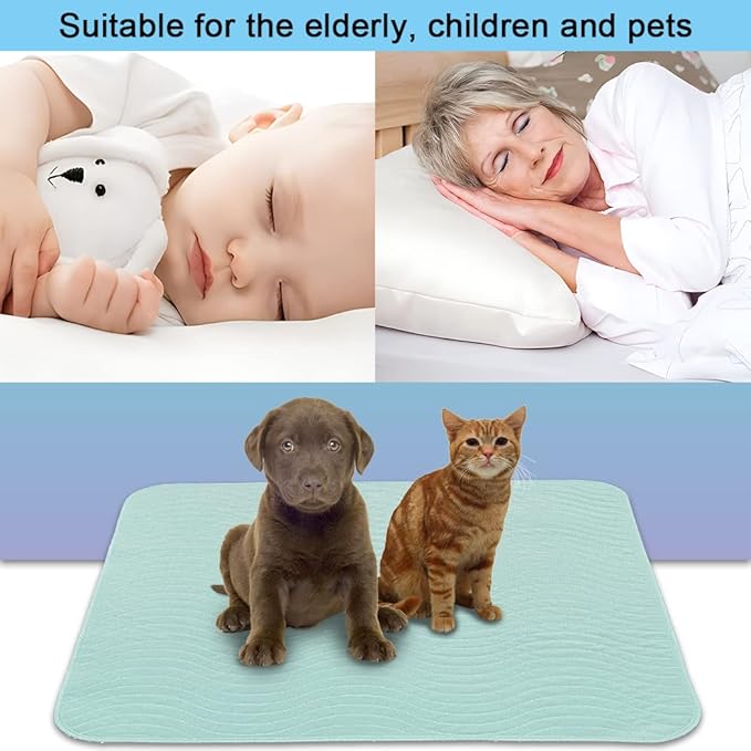 Absorbent Bed Pads for Incontinence - Washable, Reusable, 4-Layer Waterproof Mattress Protectors (36x38 Inch - 4 Pack)