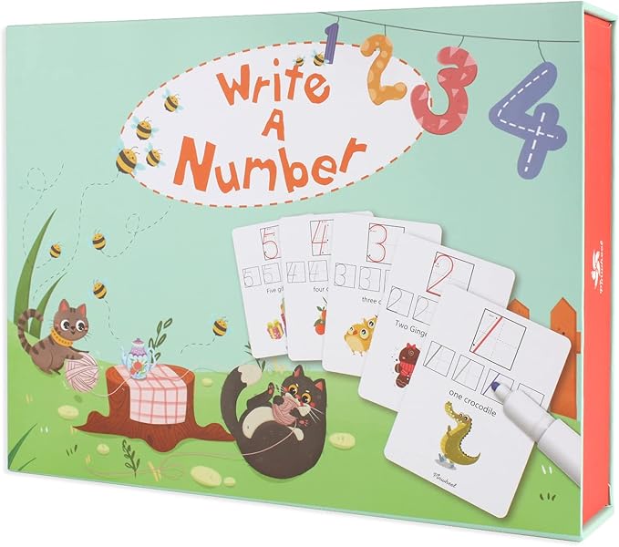 Number Handwriting Training Flash Card, Numbers Flash Cards for Toddlers Aged 3+ PW0229 (Write a Number)