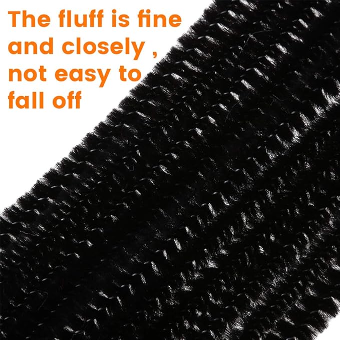 100 Chenille Stems, Black Pipe Cleaners for Hair, Crafts & Decorations