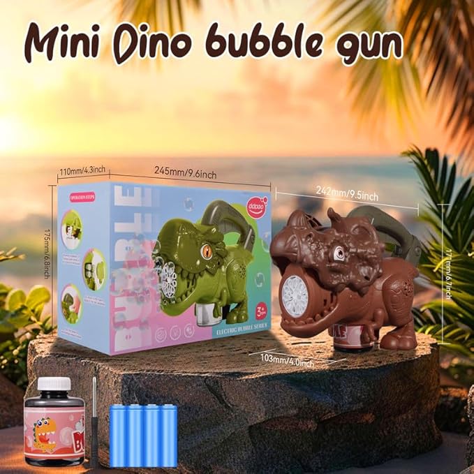 Dinosaur Bubble Machine with Colorful Lighting for Kids Automatic Handheld Dinosaur Bubble Toy 20000+ Big Bubbles Per Minute Bubbles Toy for Outdoor Parties Yard Fun Kids Gift Triceratops Coffee