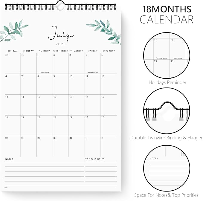 Jotsome Wall Calendar 2025-2026, Large Academic Monthly Calendar From July 2025 to December 2026 11"x17", Aesthetic Wall Decoration in Home and Office for Easy Organizing