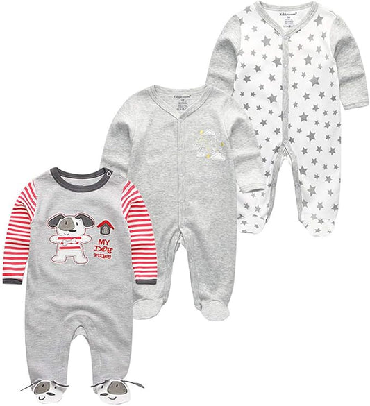 Kiddiezoom Baby and Toddler Boys'Snug Fit Footed One-Piece Romper Jumpsuit Cotton Cotton Footed Outfit