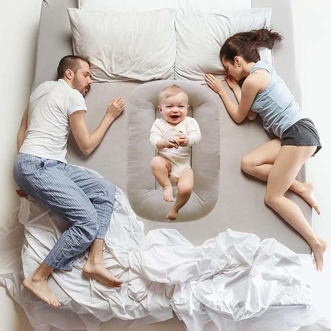 Baby Lounger Pillow, Infant Lounger for 0-24 Months, Soft Cotton and Portable Baby Lounger for Home (Gray)