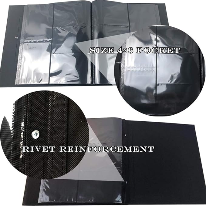 RECUTMS Photo Album 4x6 Holds 600 Photos Black Pages Large Capacity Leather Cover Wedding Family Baby Photo Albums Book Horizontal and Vertical Photos (Silver), 600 pockets