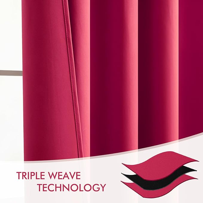 MIULEE Hot Pink Back Tab Blackout Curtains 84 Inch Length 2 Panels Set for Living Room Bedroom Privacy, Rod Pocket/Pinch Pleat Thermal Insulated Room Darkening Pleated Light Blocking Drapes