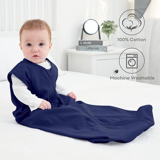 Yoofoss Baby Sleep Sack 0-6 Months Baby Wearable Blanket 100% Organic Cotton 2-Way Zipper TOG 0.5 Toddler Sleeping Sack 3 Pack, Comfy Soft Lightweight(Small)