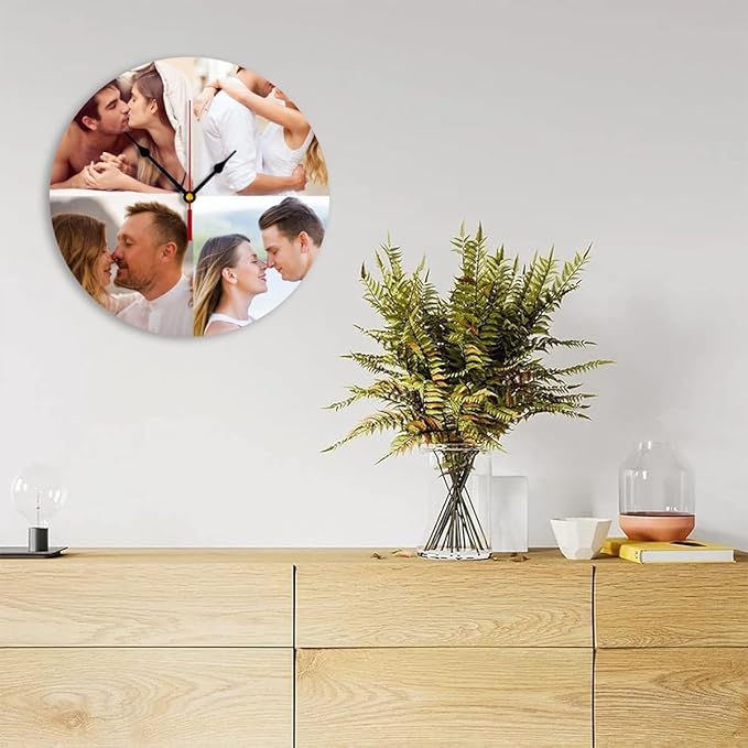 Generic Custom Wall Clock Personalized Clocks with Photo Text Logo Customized Round Clock for Birthday Wedding Present Creative, 12inch-30cm