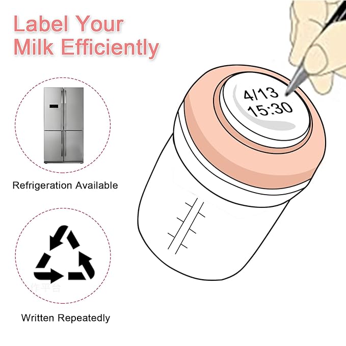 COMI Wide Neck Glass Breastmilk Collection n Storage Bottle, 8oz with Screw Ring Sealing Disk; Re-markable Sealing Disc. BPA Free, Fits Breast Pumps & Nipples (2 Pink Lids)