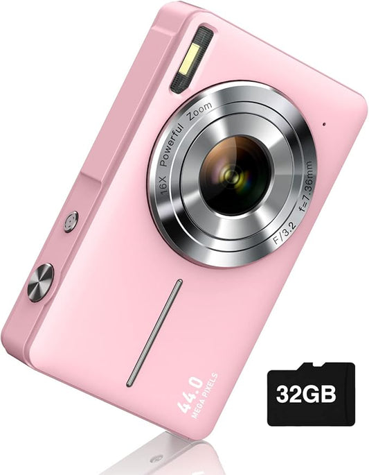 Digital Camera, FHD 1080P Digital Point and Shoot Camera with 16X Zoom Anti Shake, Compact Small Camera for Boys Girls Kids