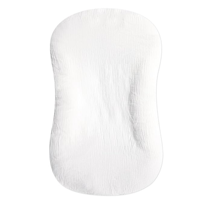 Hooyax Muslin Baby Lounger Cover Soft Organic Cotton Slipcover Fits Newborn Lounger for Baby Boys and Girls (White)