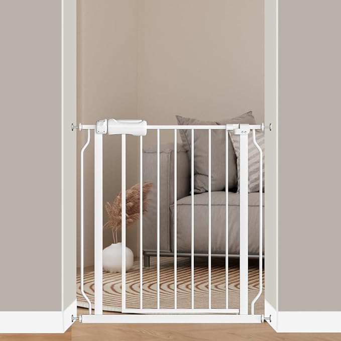 Fairy Baby 29-34 Inch Wide Baby Gate for Doorways Stairs Hallway, Walk Through Pressure Mounted Child Gates, Indoor Safety Child Gates for Kids or Pets