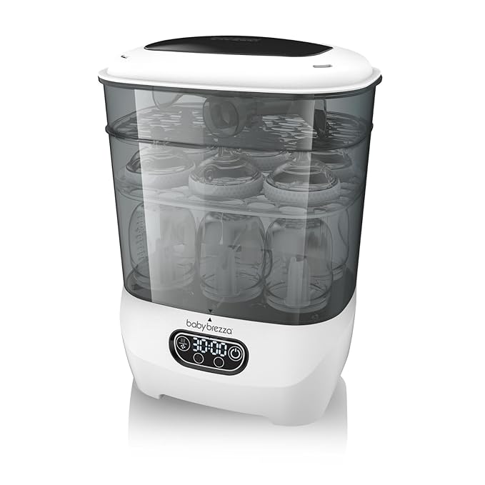 Baby Brezza Bottle Sterilizer and Dryer Advanced – 33% Faster - Largest Capacity Steam Sanitizer - Universal Sterilization Machine for All Bottles + Pump Parts - HEPA Air Filter