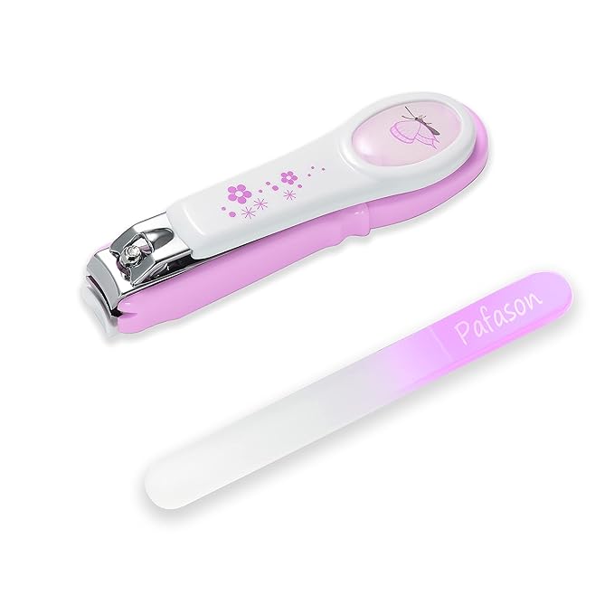 PAFASON Baby Safety Nail Clipper Cutter Trimmer with Nail Catcher and Baby Glass Nail File, Czech Float Glass, Stainless Steel Ideal Gift for Young Children Infant, Newborns Toddlers