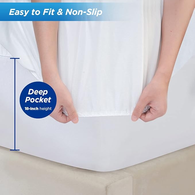 Waterproof Mattress Pad Protector 100% Organic Cotton Hypoallergenic Breathable Mattress Pad Cover, Deep Pocke (Cal King)